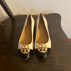 Tory Burch Tan and Black Flats